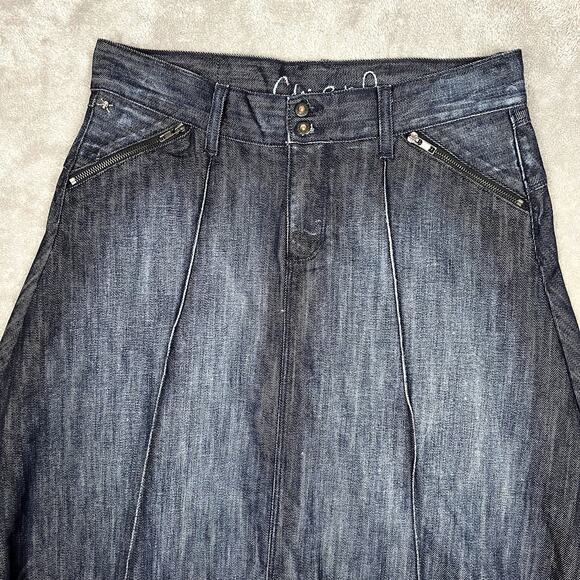 Chip & Pepper Denim Skirt Womens 28 Hi-low Y2K Style Grunge Made in USA Alt Goth - Picture 2 of 10